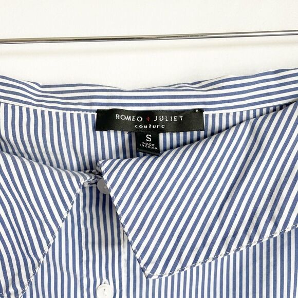 🟢Romeo & Juliet Couture Blue White Striped Blouse S - Picture 2 of 8